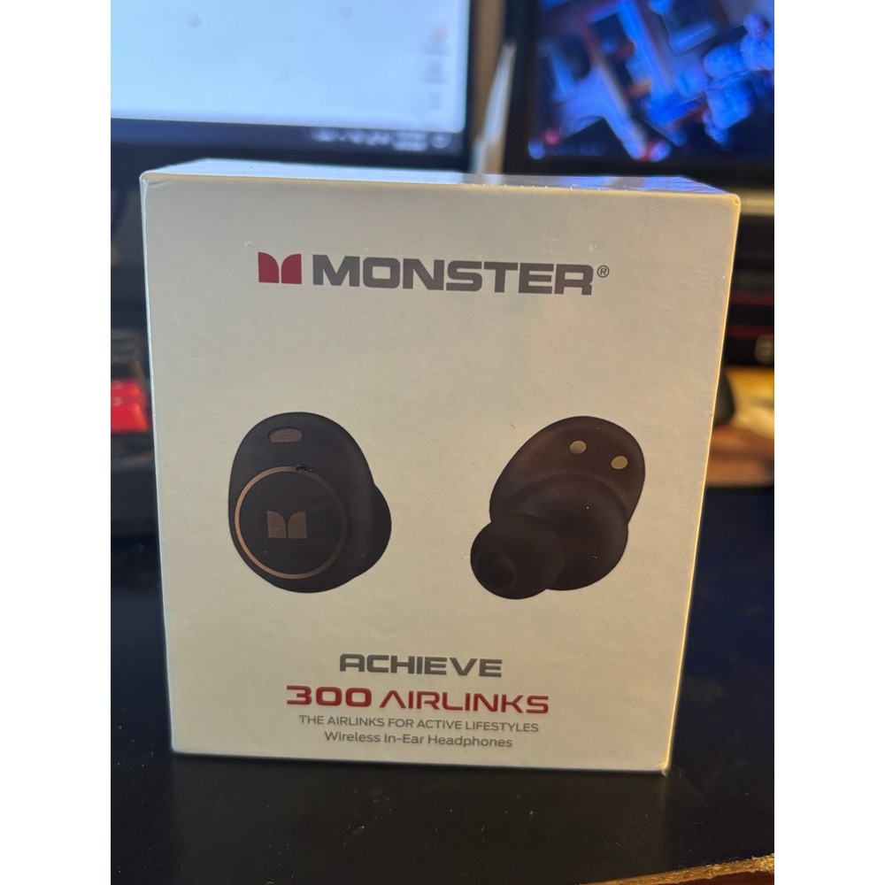 Monster Achieve 300 Airlinks Wireless Bluetooth Earbuds•Touch Control•ENC• Black